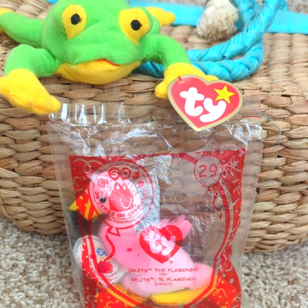 Ty Beanie Baby Splits Flamingo Plush Toy - Pink and Yellow